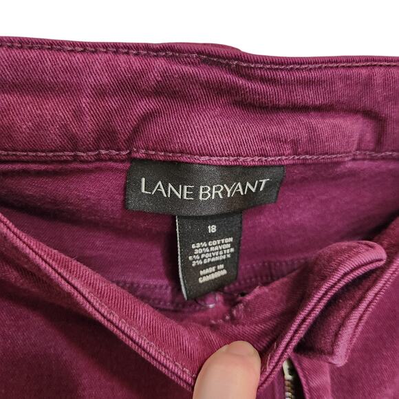 Lane Bryant 5-Pocket Straight High Rise Denim Capri Jeans Casual Maroon Size 18 - Picture 5 of 6